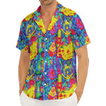 Abstract Psychedelic Print Men's Deep V-Neck Shirt