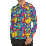 Abstract Psychedelic Print Men's Long Sleeve Rash Guard