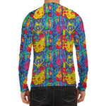 Abstract Psychedelic Print Men's Long Sleeve Rash Guard