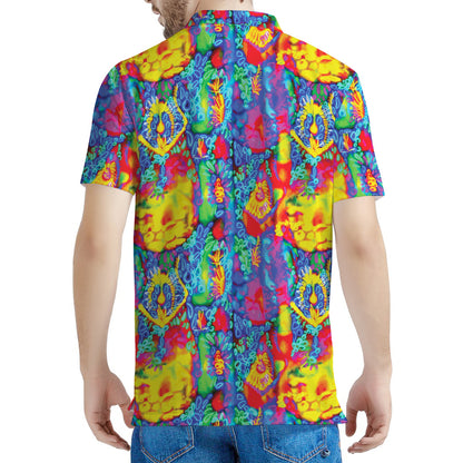 Abstract Psychedelic Print Men's Polo Shirt