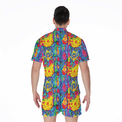 Abstract Psychedelic Print Men's Rompers