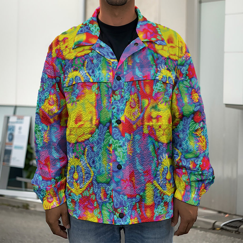 Abstract Psychedelic Print Men's Shirt Jacket