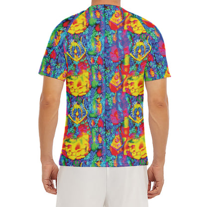 Abstract Psychedelic Print Men's Short Sleeve Rash Guard