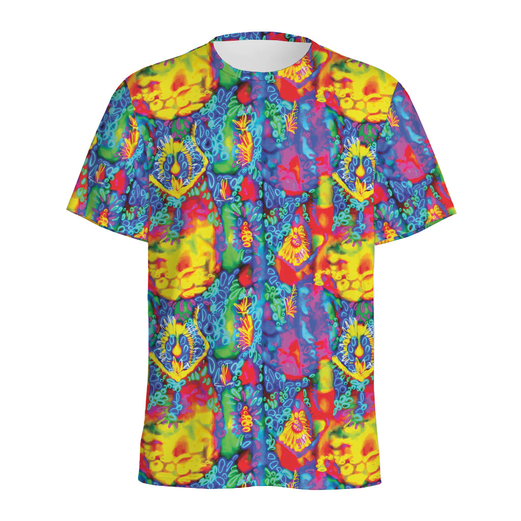 Abstract Psychedelic Print Men's Sports T-Shirt