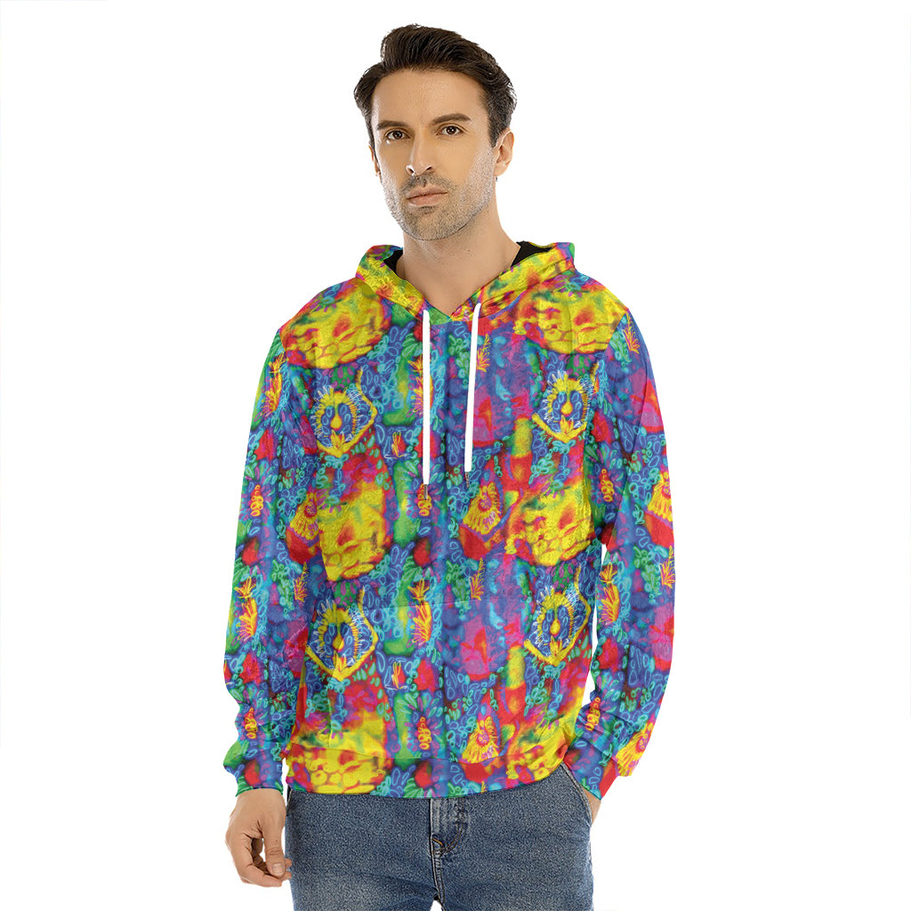 Abstract Psychedelic Print Men's Velvet Pullover Hoodie