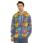 Abstract Psychedelic Print Men's Velvet Pullover Hoodie