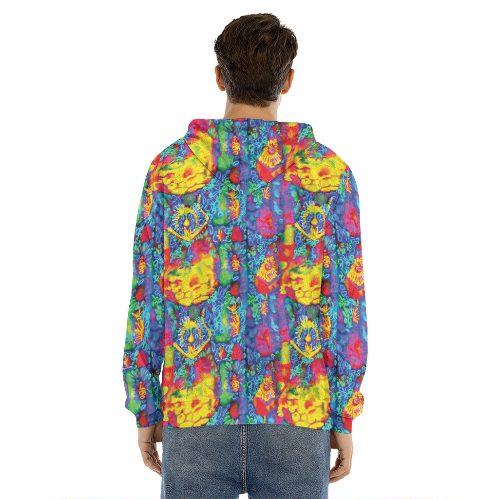 Abstract Psychedelic Print Men's Velvet Pullover Hoodie