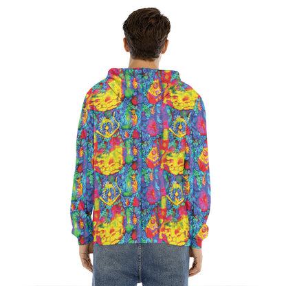 Abstract Psychedelic Print Men's Velvet Pullover Hoodie