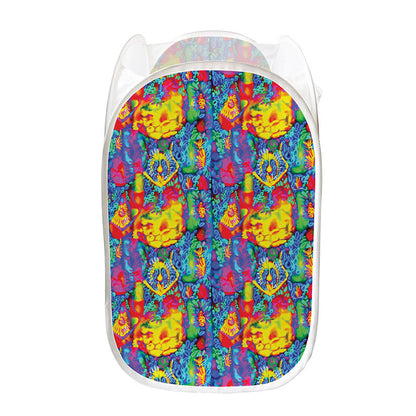 Abstract Psychedelic Print Mesh Laundry Hamper