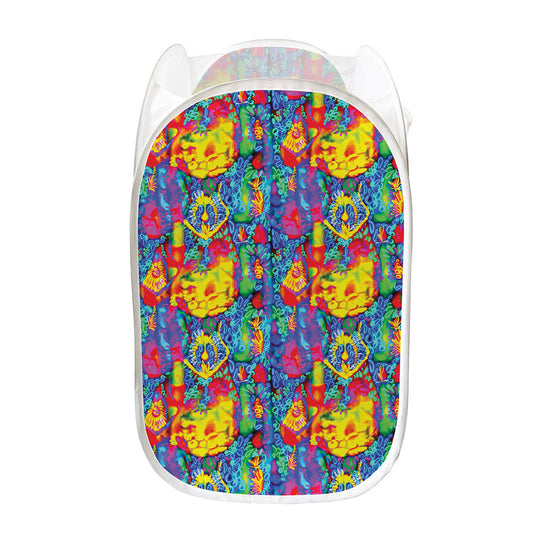 Abstract Psychedelic Print Mesh Laundry Hamper