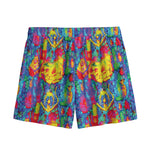 Abstract Psychedelic Print Mesh Shorts