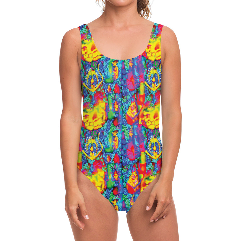 Abstract Psychedelic Print One Piece Swimsuit