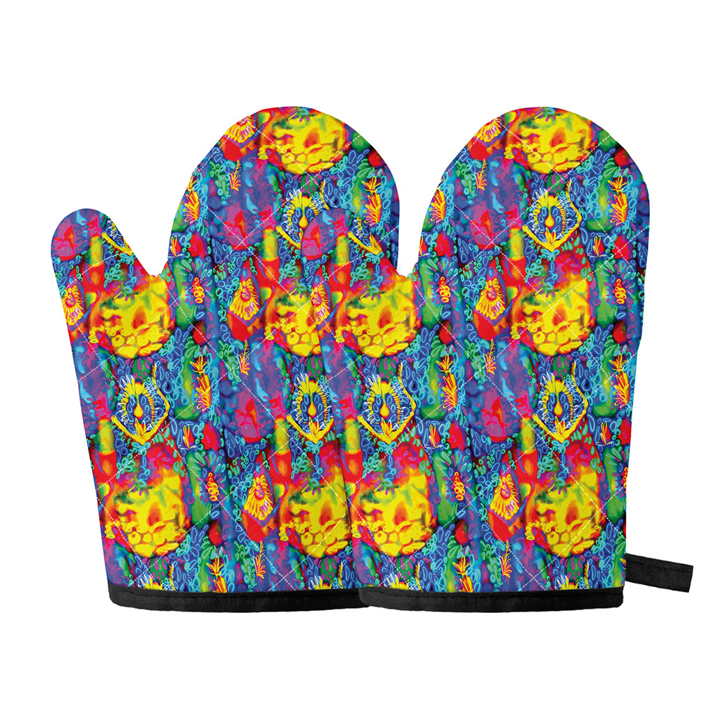 Abstract Psychedelic Print Oven Mitts