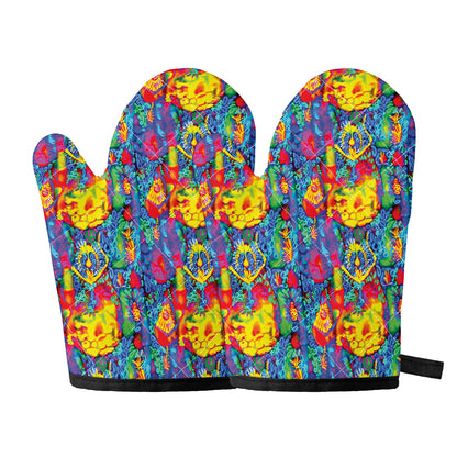 Abstract Psychedelic Print Oven Mitts