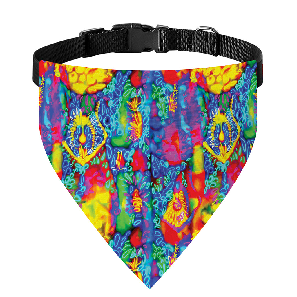 Abstract Psychedelic Print Over The Collar Dog Bandana