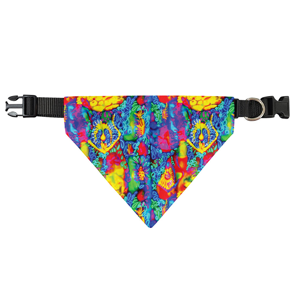 Abstract Psychedelic Print Over The Collar Dog Bandana