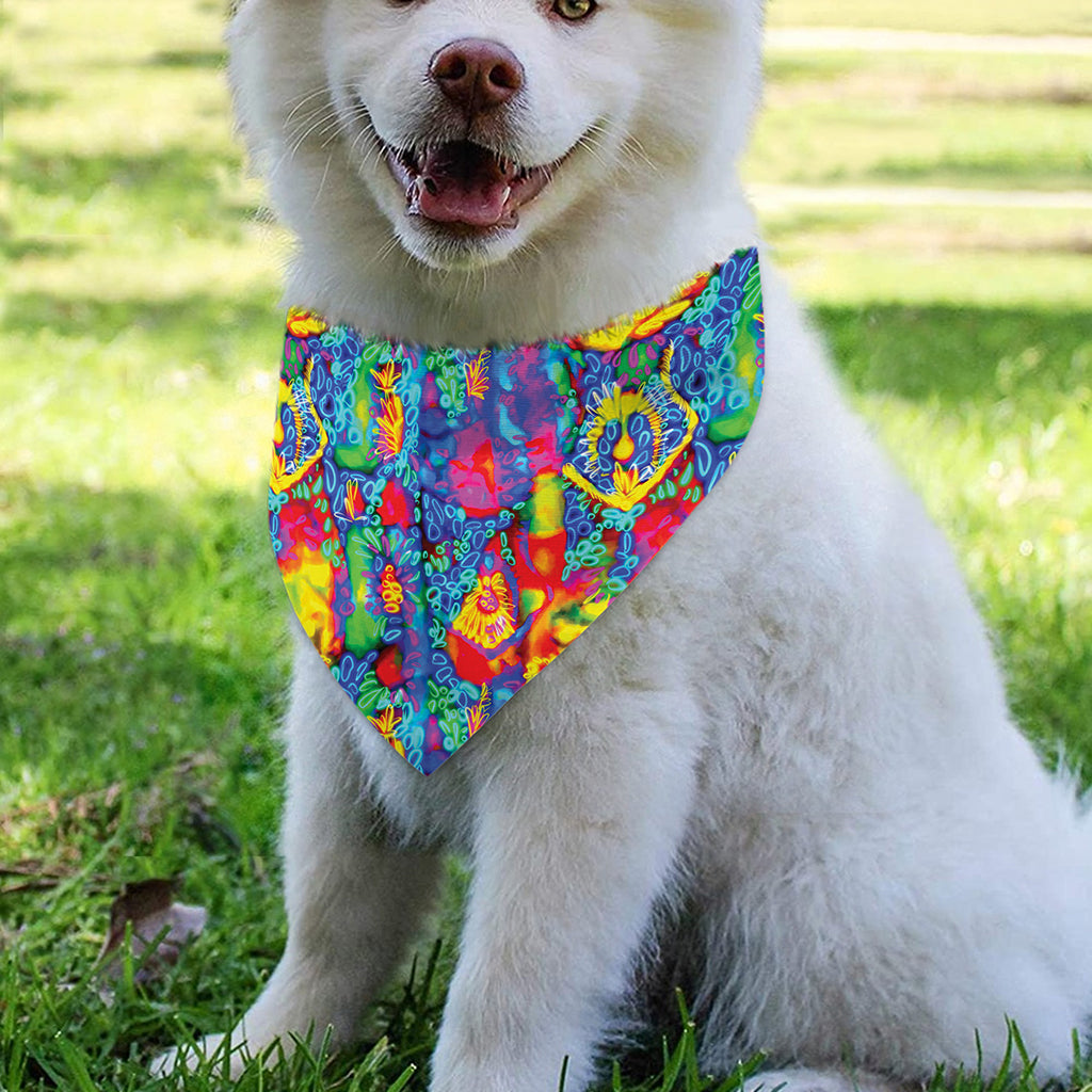 Abstract Psychedelic Print Over The Collar Dog Bandana