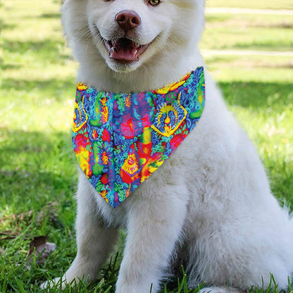 Abstract Psychedelic Print Over The Collar Dog Bandana