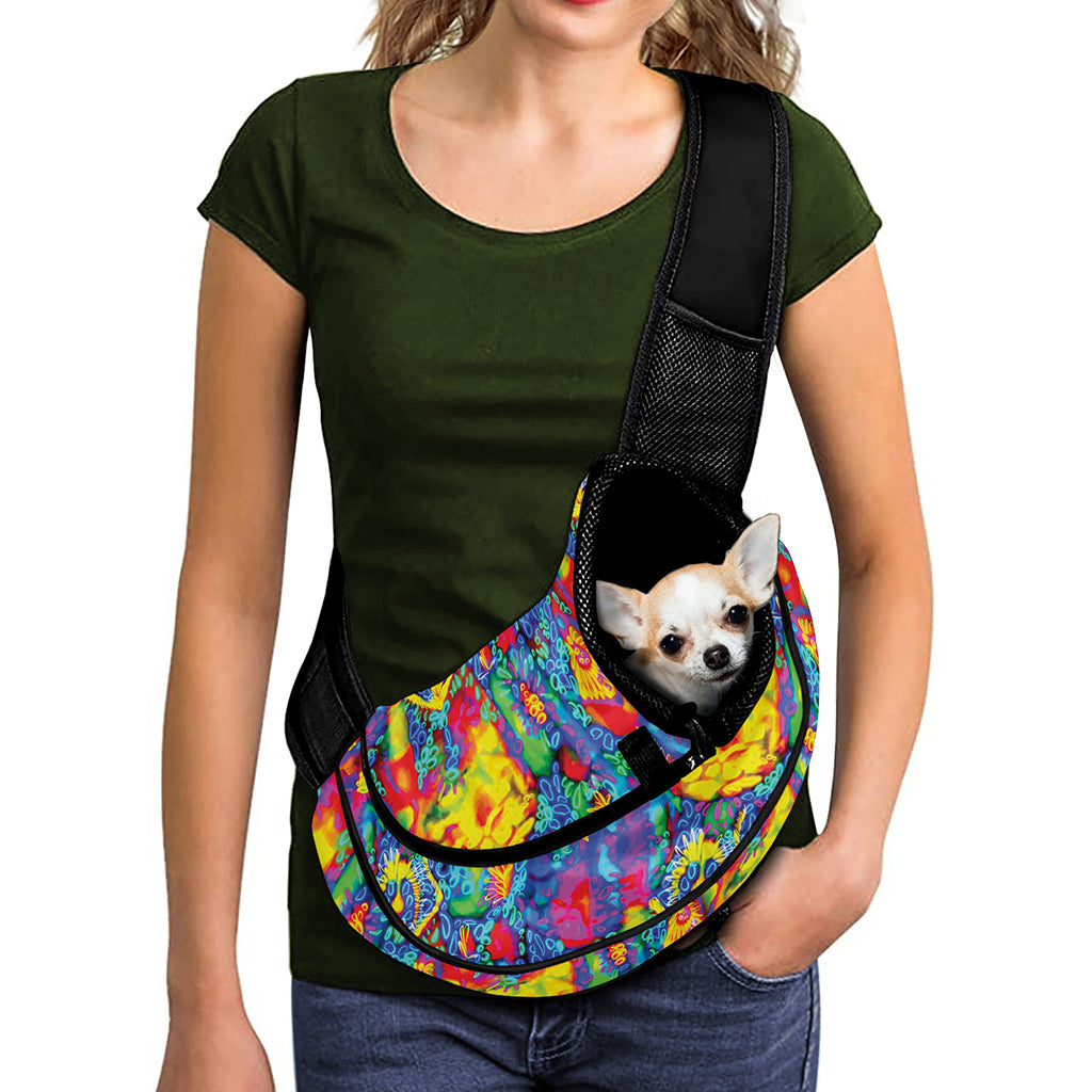 Abstract Psychedelic Print Pet Sling Carrier