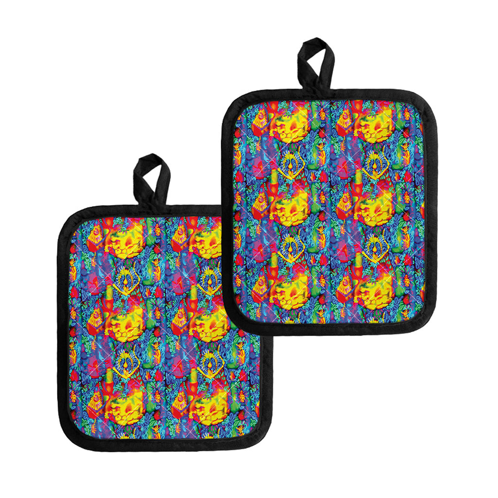 Abstract Psychedelic Print Pot Holders