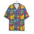 Abstract Psychedelic Print Rayon Hawaiian Shirt