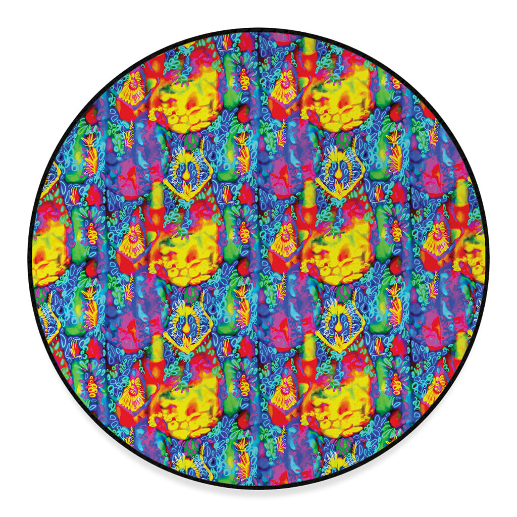 Abstract Psychedelic Print Round Floor Mat
