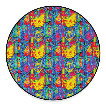 Abstract Psychedelic Print Round Floor Mat
