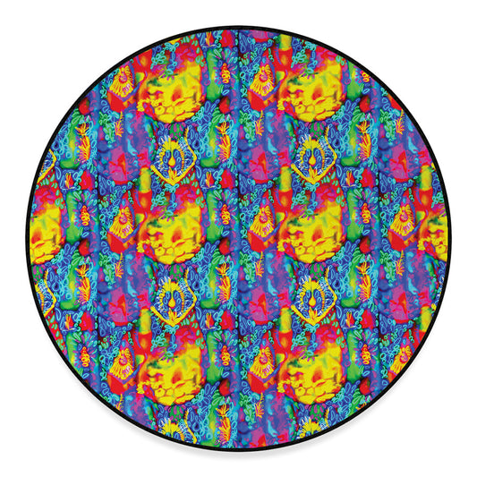 Abstract Psychedelic Print Round Floor Mat