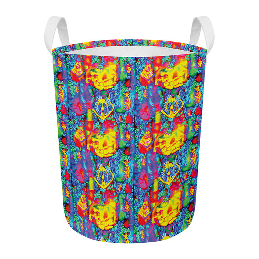 Abstract Psychedelic Print Round Laundry Basket