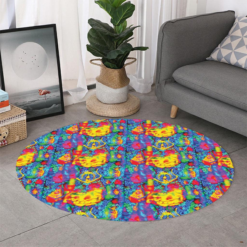 Abstract Psychedelic Print Round Rug