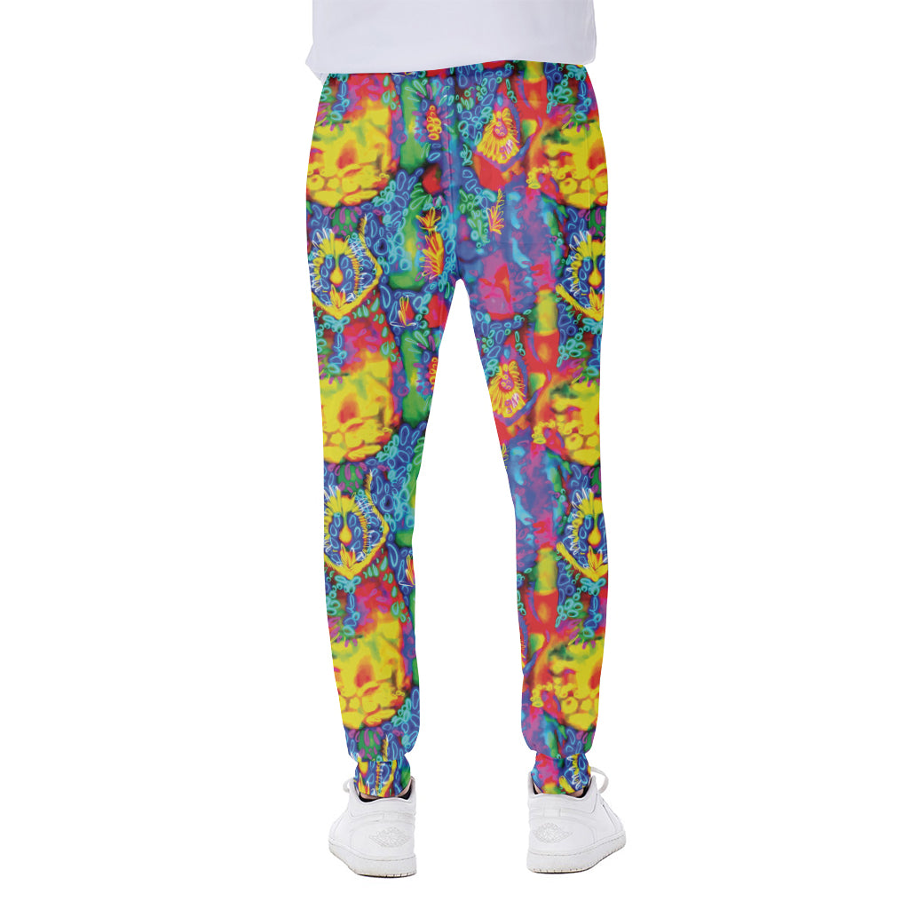 Abstract Psychedelic Print Scuba Joggers