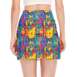 Abstract Psychedelic Print Side Slit Mini Skirt