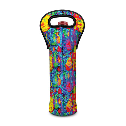 Abstract Psychedelic Print Single Neoprene Wine Tote