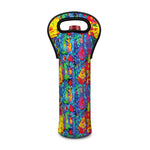 Abstract Psychedelic Print Single Neoprene Wine Tote