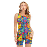 Abstract Psychedelic Print Sleeveless One Piece Swimsuit