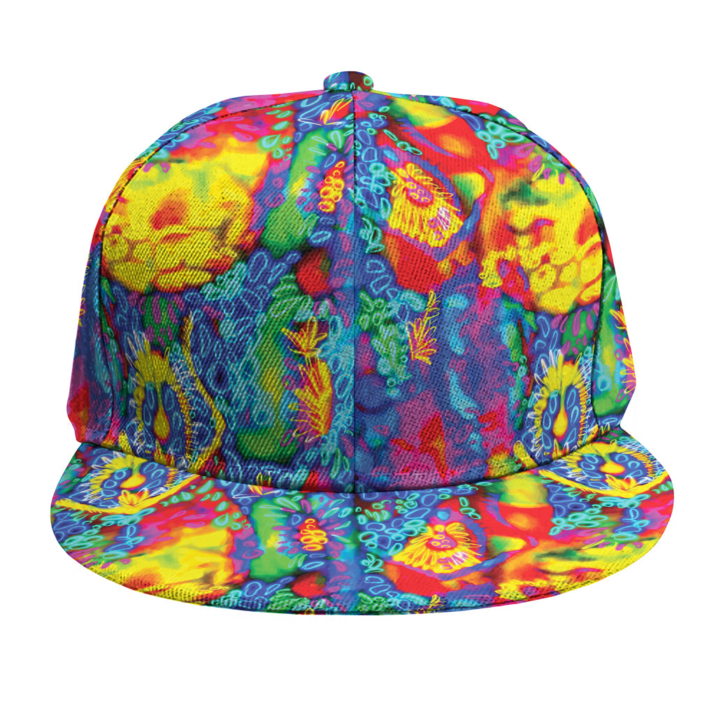 Abstract Psychedelic Print Snapback Cap