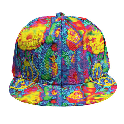 Abstract Psychedelic Print Snapback Cap