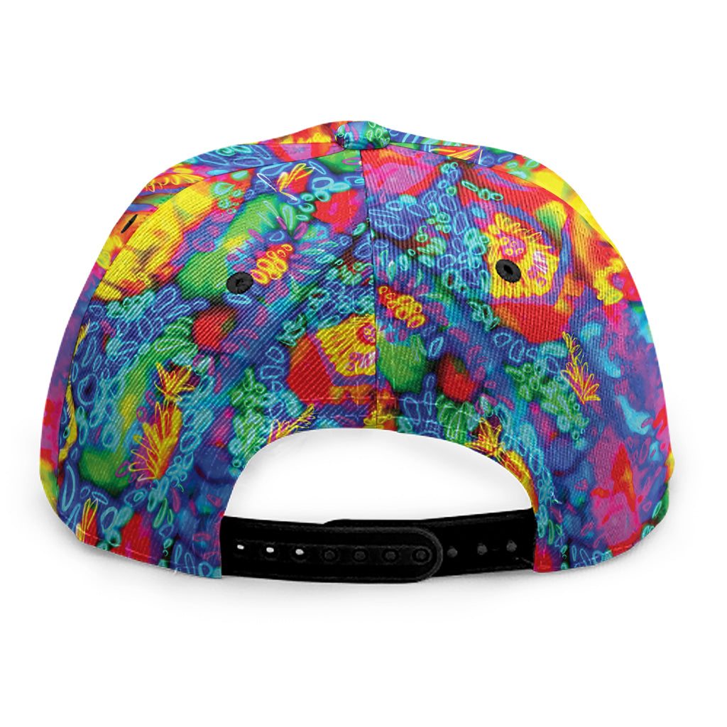 Abstract Psychedelic Print Snapback Cap