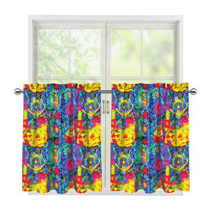 Abstract Psychedelic Print Tier Curtains