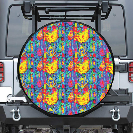 Abstract Psychedelic Print Tire Cover