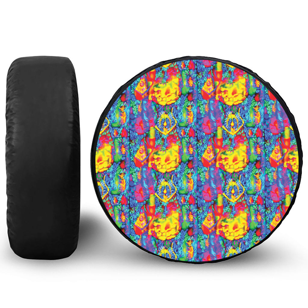 Abstract Psychedelic Print Tire Cover