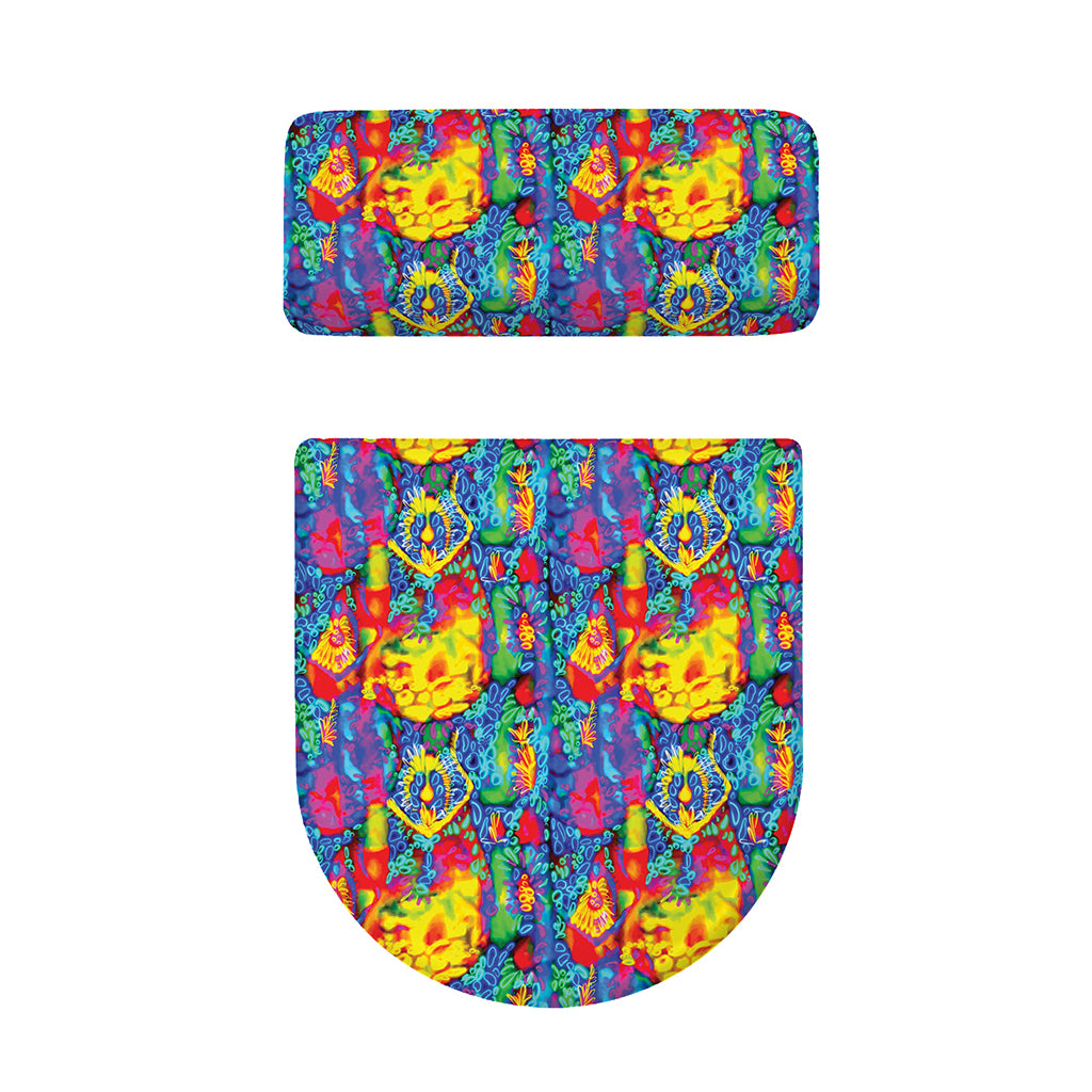 Abstract Psychedelic Print Toilet Lid And Tank Cover Set