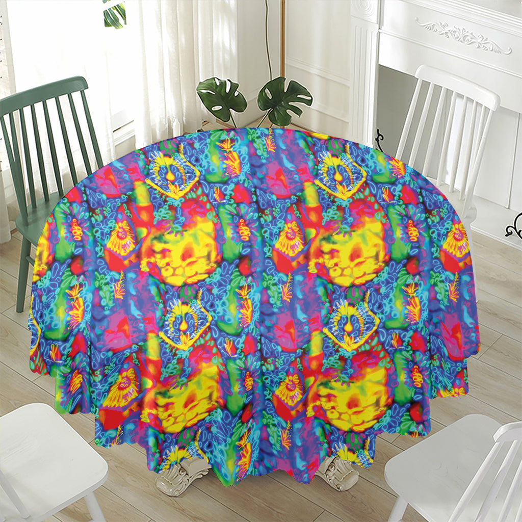 Abstract Psychedelic Print Waterproof Round Tablecloth