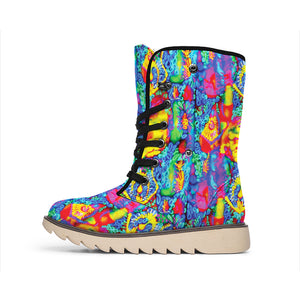 Abstract Psychedelic Print Winter Boots