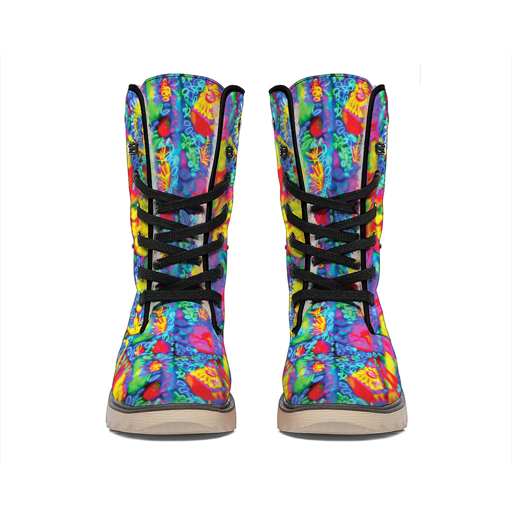 Abstract Psychedelic Print Winter Boots