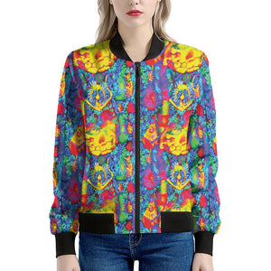 Abstract Psychedelic Print Women's Bomber Jacket