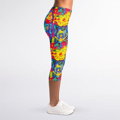 Abstract Psychedelic Print Women's Capri Leggings