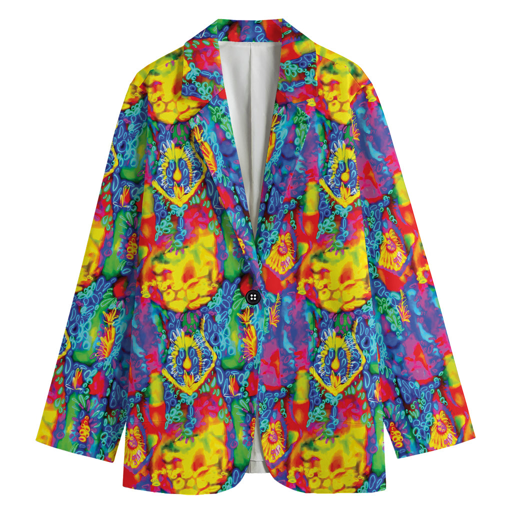 Abstract Psychedelic Print Women's Cotton Blazer