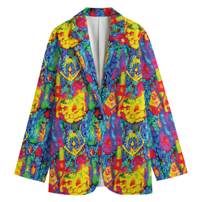 Abstract Psychedelic Print Women's Cotton Blazer