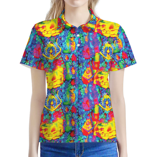 Abstract Psychedelic Print Women's Polo Shirt